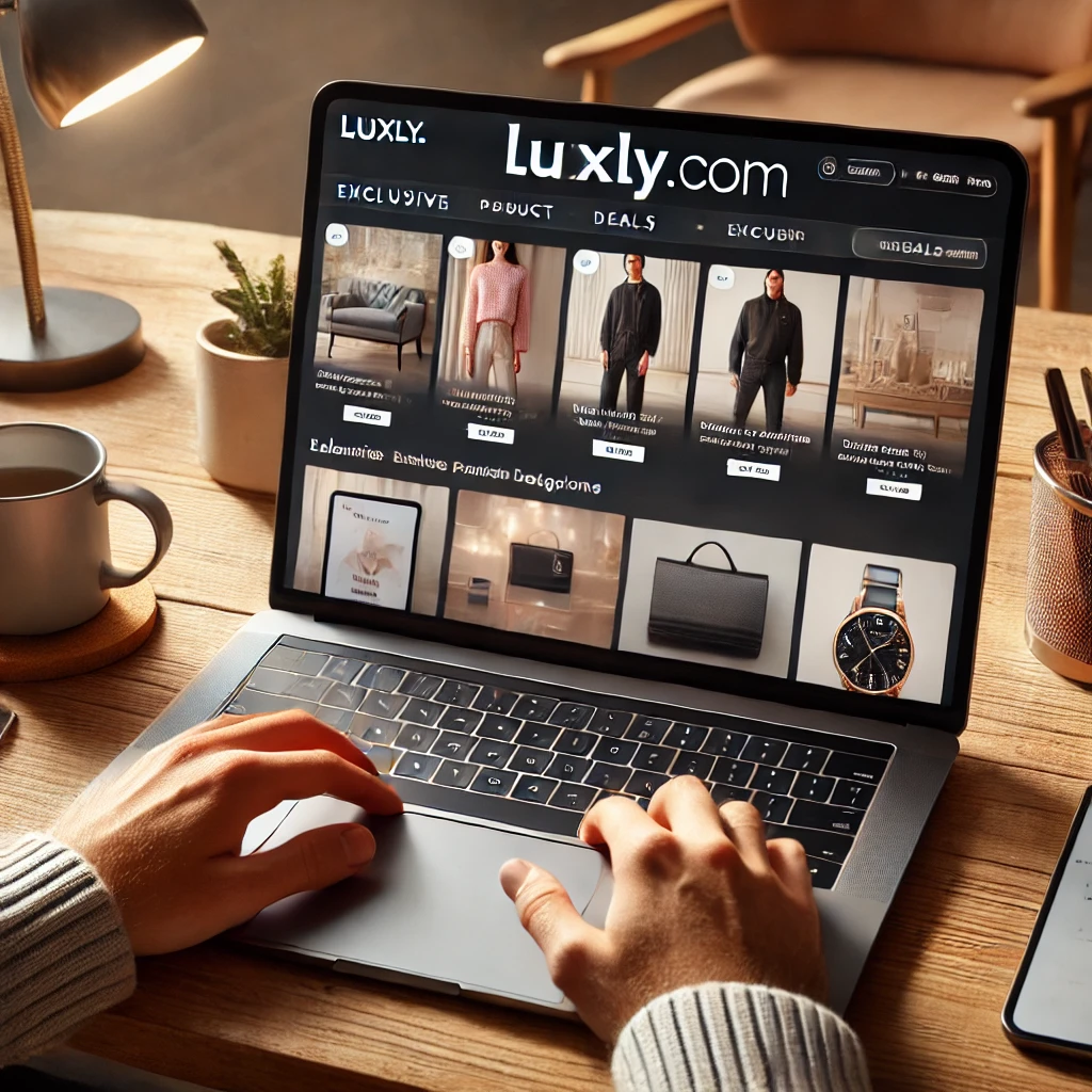 A user browsing Luuxly. Products were discovered on a laptop using www.