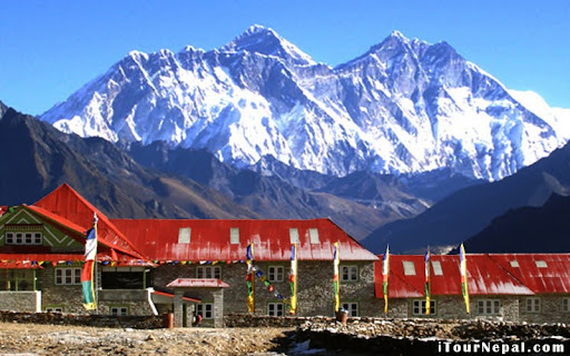 Luxury resort in Kongde with Mt Everest in the backdrop